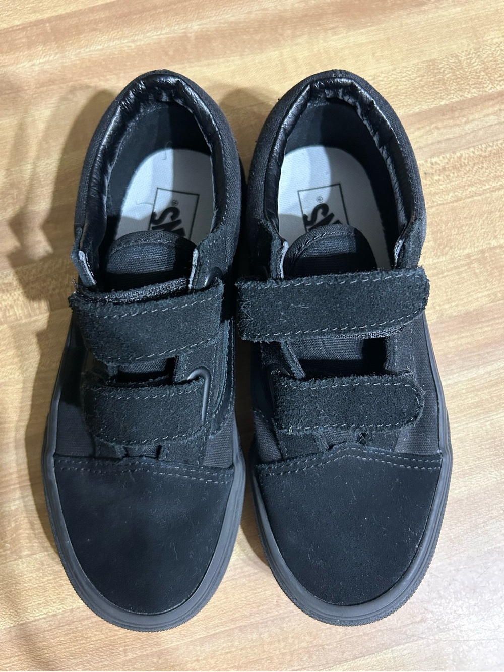 Kids Black Velcro Vans Sneakers